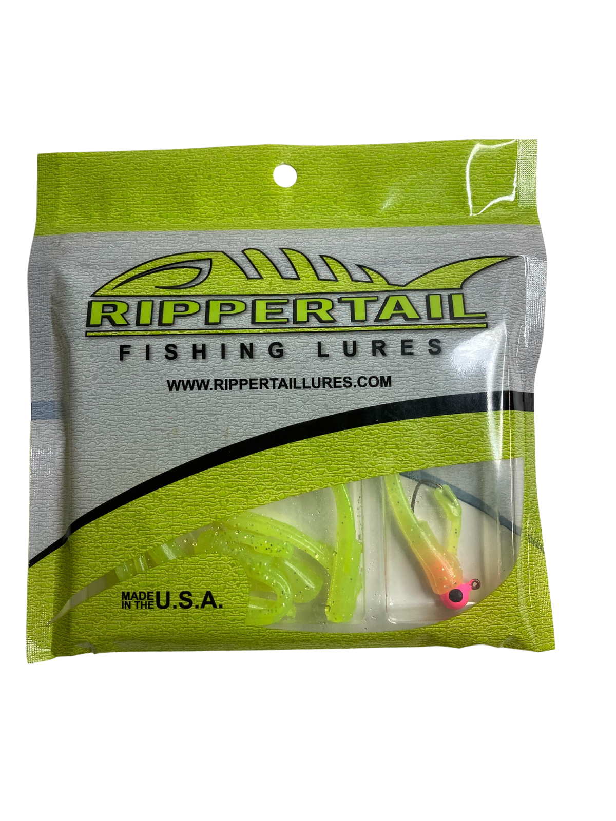 Snagless Rippertail, 8 Pack, Chartreuse Glitter - Image 3