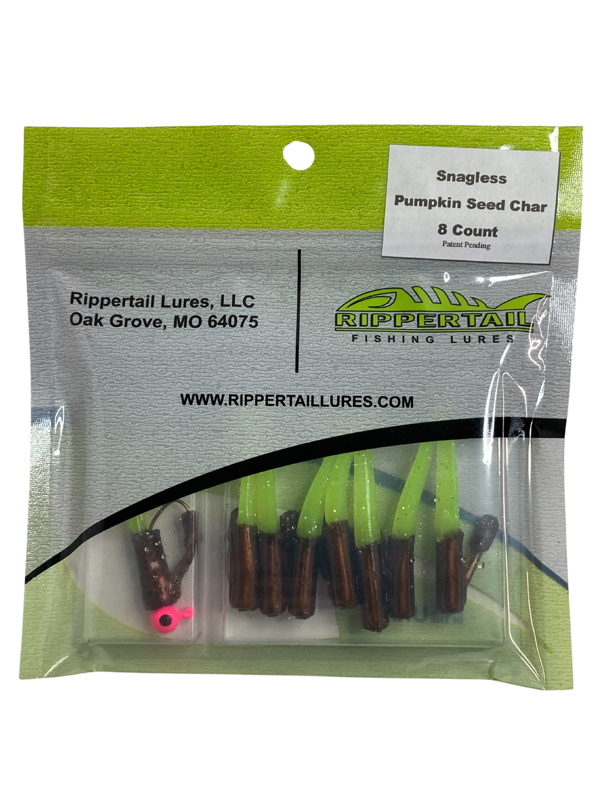 Snagless Rippertail, 8 Pack, Pumpkin Seed Chartreuse - Image 4