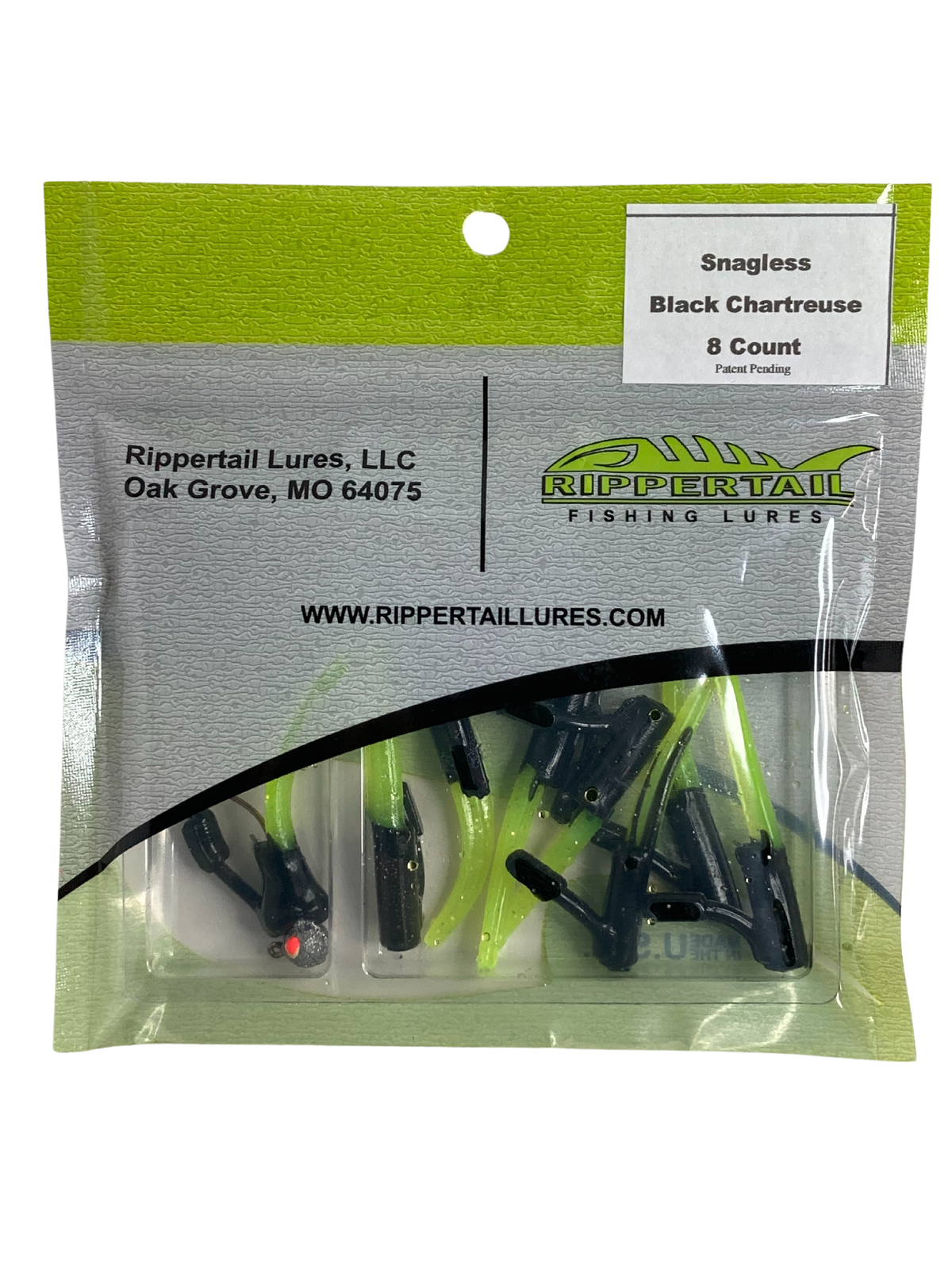 Snagless Rippertail, 8 Pack, Black Chartreuse - Image 4
